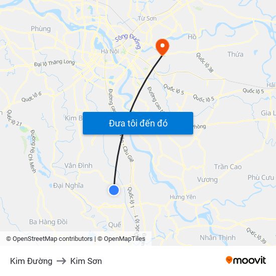 Kim Đường to Kim Sơn map