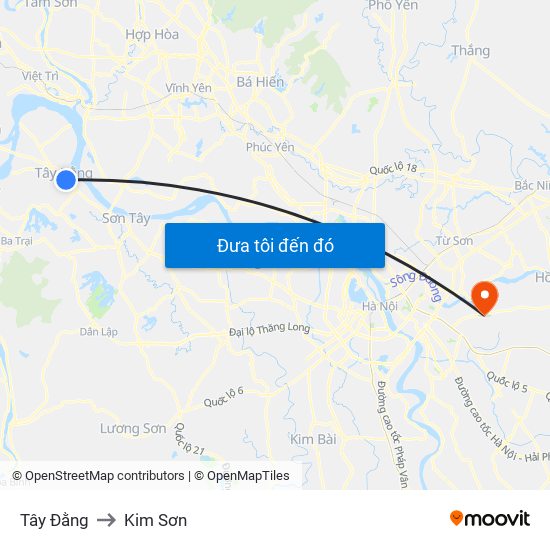 Tây Đằng to Kim Sơn map