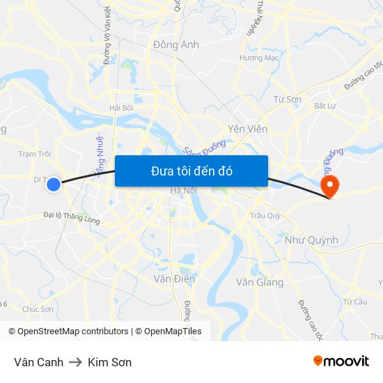 Vân Canh to Kim Sơn map