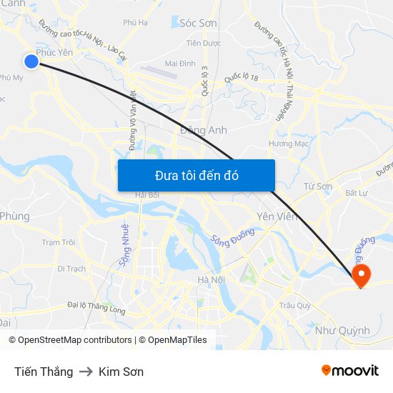 Tiến Thắng to Kim Sơn map