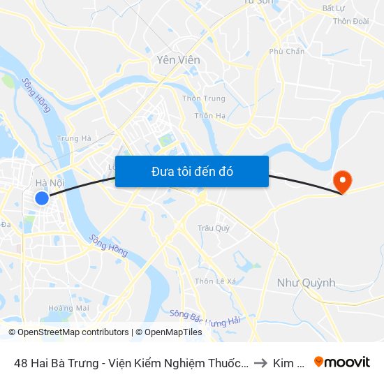 48 Hai Bà Trưng - Viện Kiểm Nghiệm Thuốc Trung Ương to Kim Sơn map