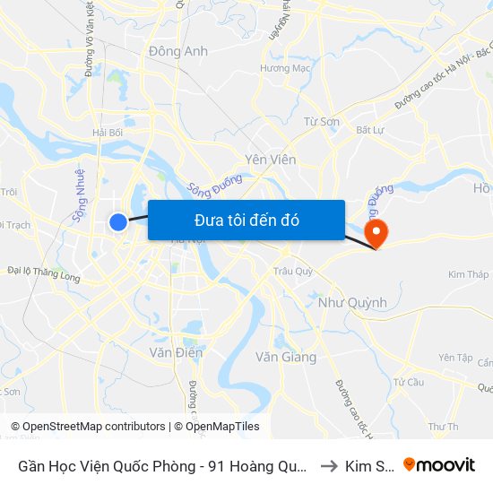 Gần Học Viện Quốc Phòng - 91 Hoàng Quốc Việt to Kim Sơn map