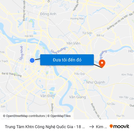 Trung Tâm Khtn Công Nghệ Quốc Gia - 18 Hoàng Quốc Việt to Kim Sơn map