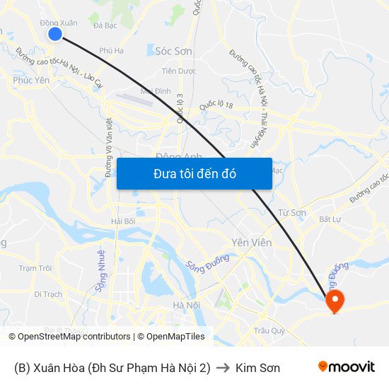 (B) Xuân Hòa (Đh Sư Phạm Hà Nội 2) to Kim Sơn map