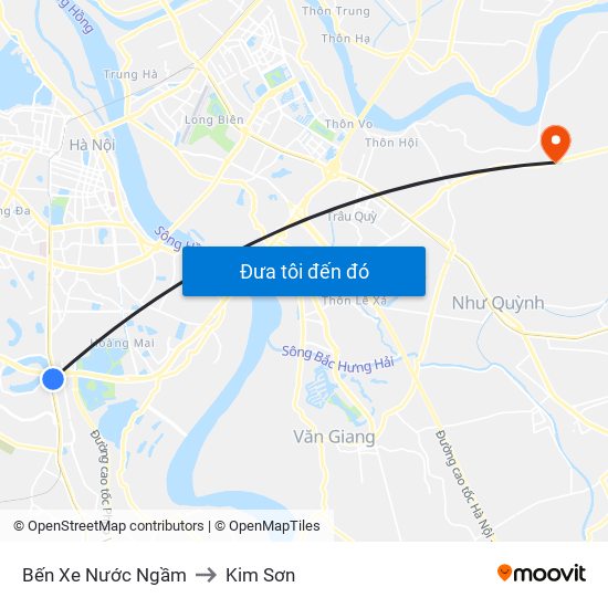 Bến Xe Nước Ngầm to Kim Sơn map