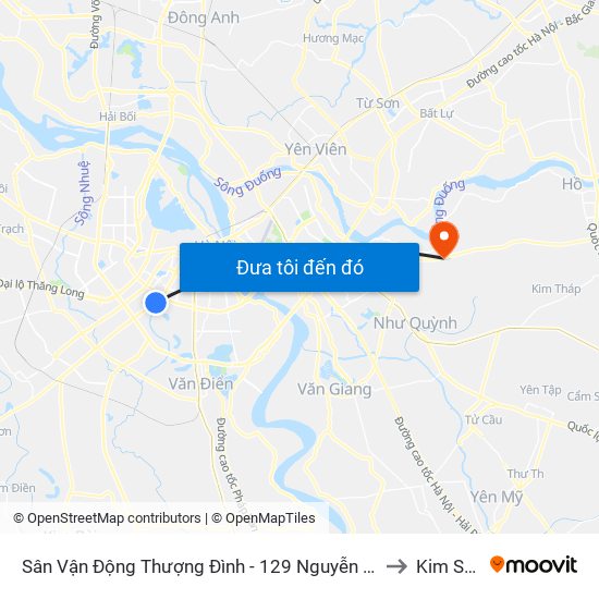 Sân Vận Động Thượng Đình - 129 Nguyễn Trãi to Kim Sơn map