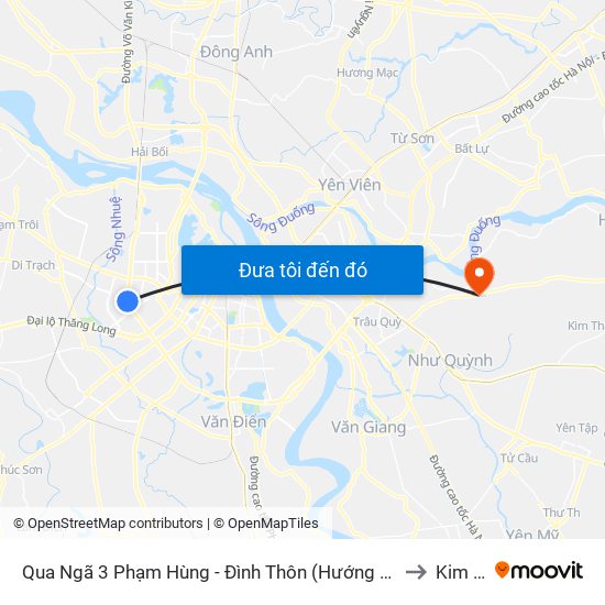 Qua Ngã 3 Phạm Hùng - Đình Thôn (Hướng Đi Phạm Văn Đồng) to Kim Sơn map
