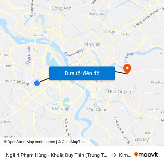 Ngã 4 Phạm Hùng - Khuất Duy Tiến (Trung Tâm Hội Nghị Quốc Gia) to Kim Sơn map
