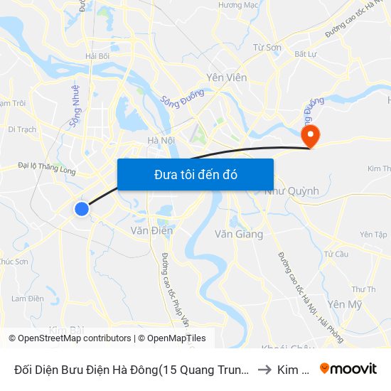 Đối Diện Bưu Điện Hà Đông(15 Quang Trung Hà Đông) to Kim Sơn map