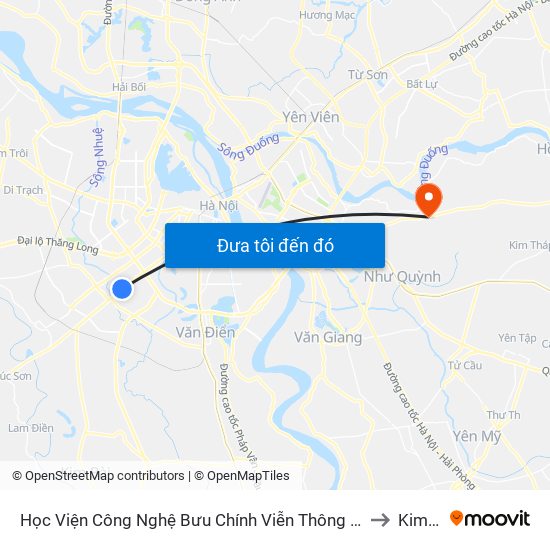 Học Viện Công Nghệ Bưu Chính Viễn Thông - Trần Phú (Hà Đông) to Kim Sơn map