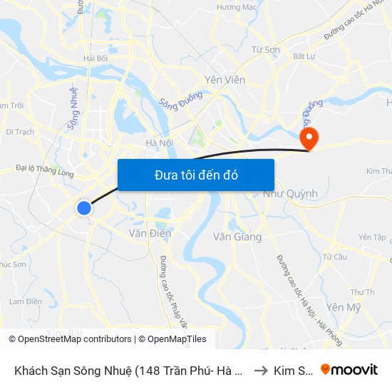 Khách Sạn Sông Nhuệ (148 Trần Phú- Hà Đông) to Kim Sơn map