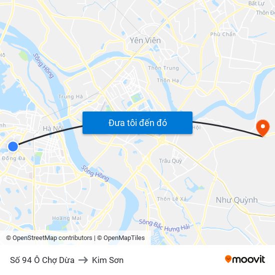 Số 94 Ô Chợ Dừa to Kim Sơn map