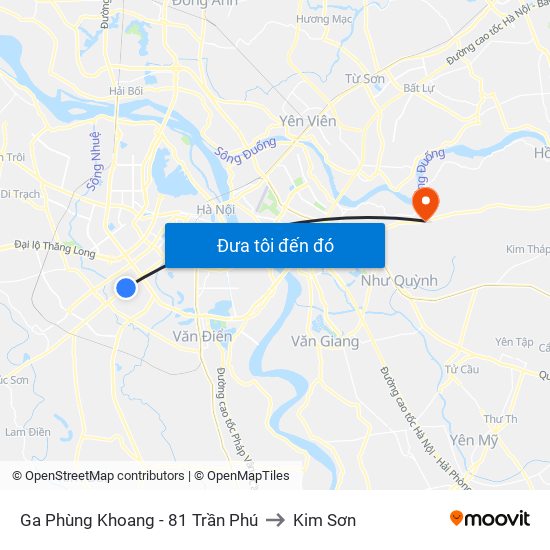 Ga Phùng Khoang - 81 Trần Phú to Kim Sơn map