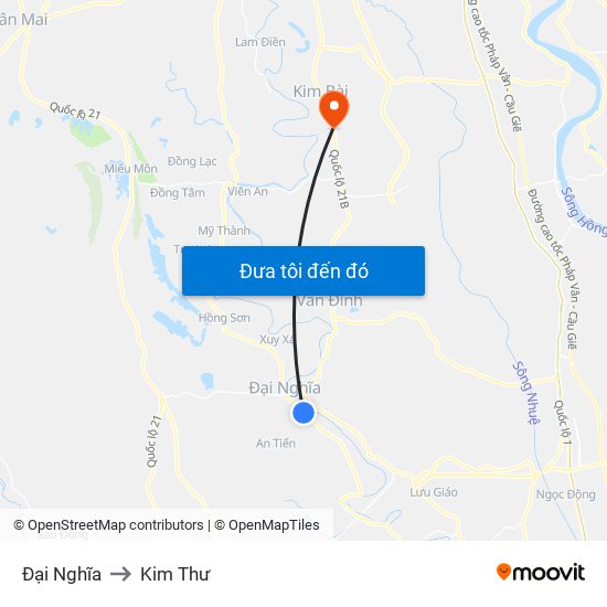 Đại Nghĩa to Kim Thư map