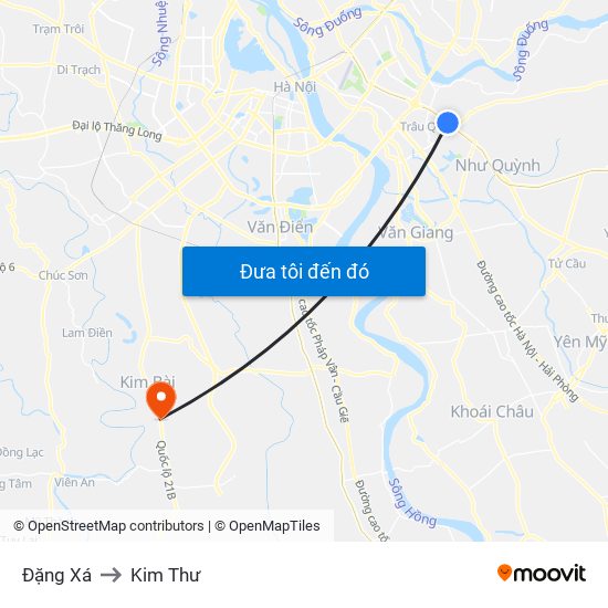 Đặng Xá to Kim Thư map