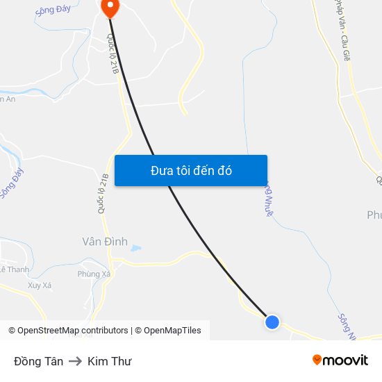 Đồng Tân to Kim Thư map