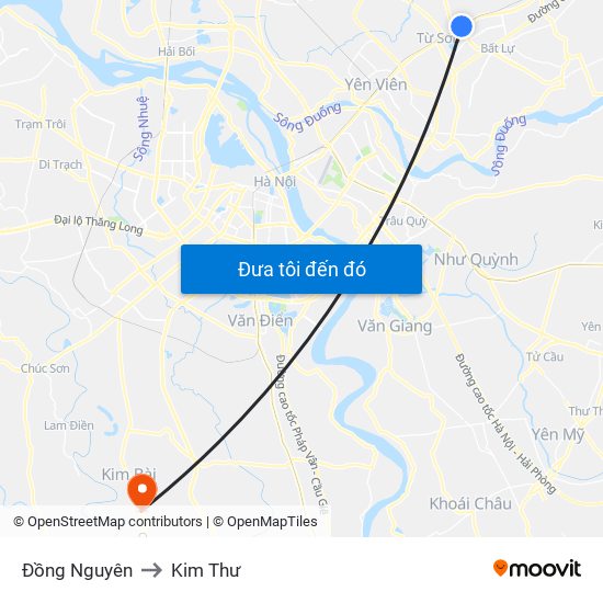 Đồng Nguyên to Kim Thư map