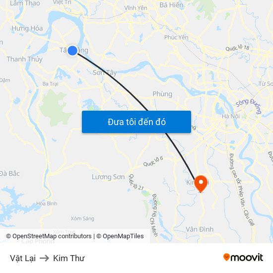 Vật Lại to Kim Thư map