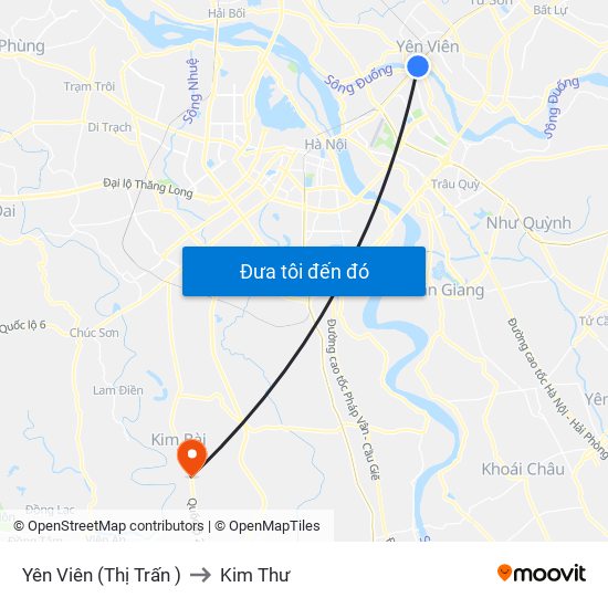 Yên Viên (Thị Trấn ) to Kim Thư map