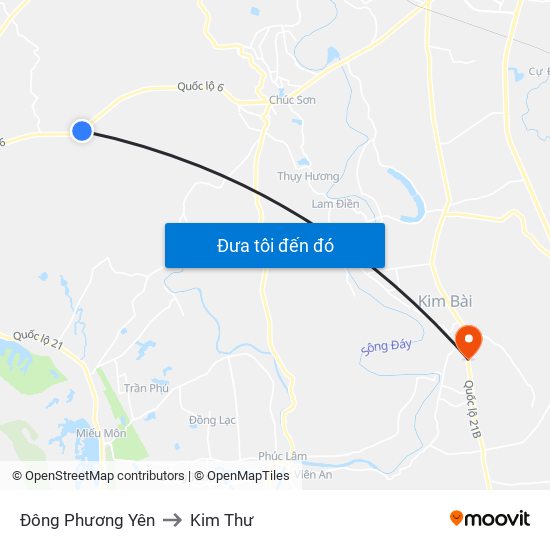 Đông Phương Yên to Kim Thư map