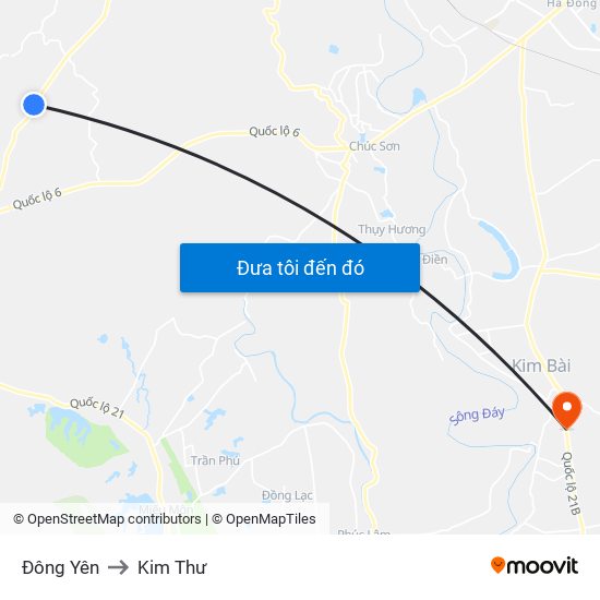 Đông Yên to Kim Thư map