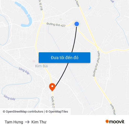 Tam Hưng to Kim Thư map