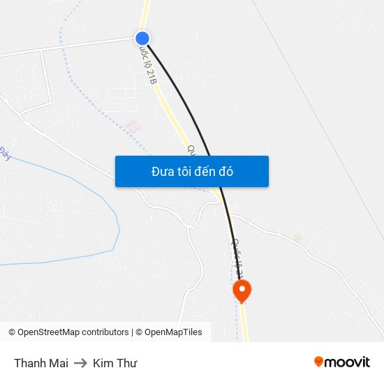 Thanh Mai to Kim Thư map