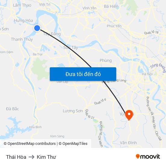 Thái Hòa to Kim Thư map