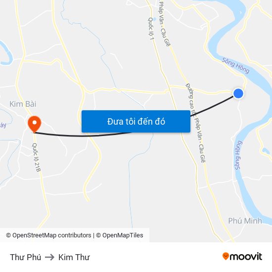 Thư Phú to Kim Thư map