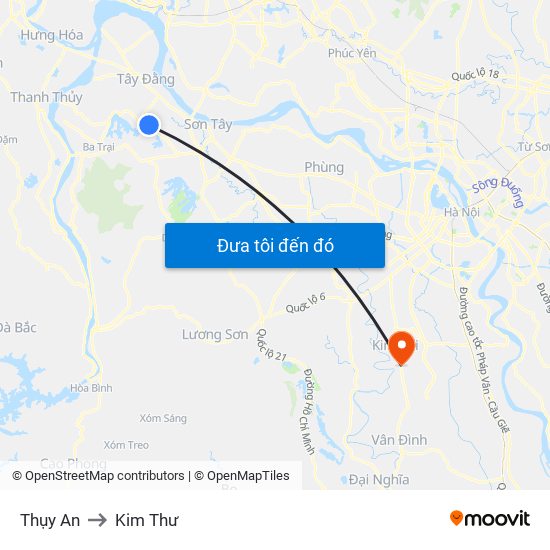 Thụy An to Kim Thư map