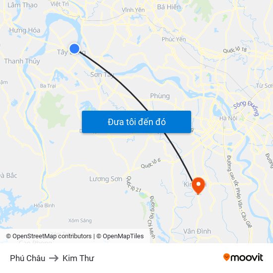 Phú Châu to Kim Thư map