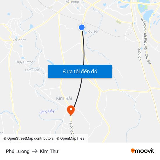 Phú Lương to Kim Thư map