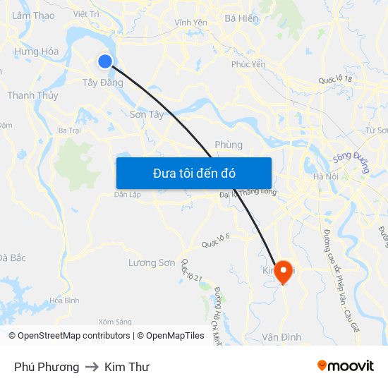 Phú Phương to Kim Thư map