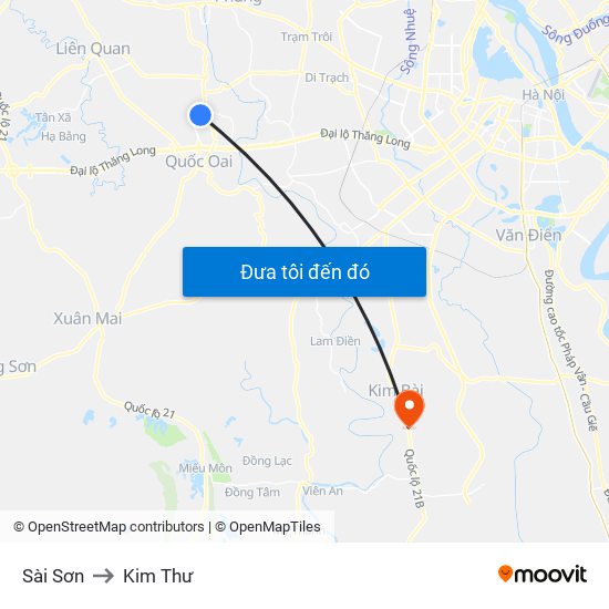 Sài Sơn to Kim Thư map