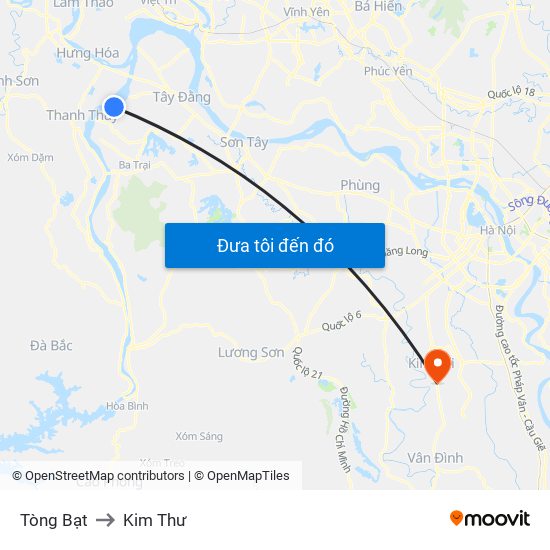 Tòng Bạt to Kim Thư map