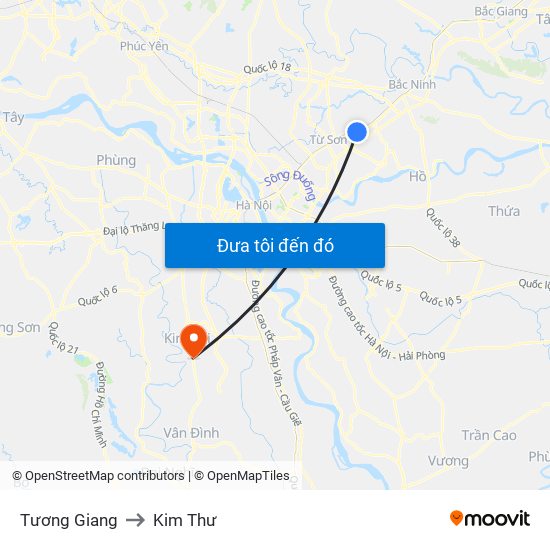 Tương Giang to Kim Thư map