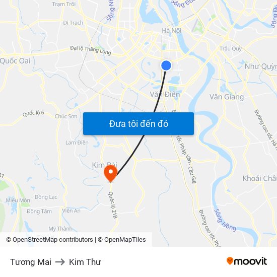 Tương Mai to Kim Thư map