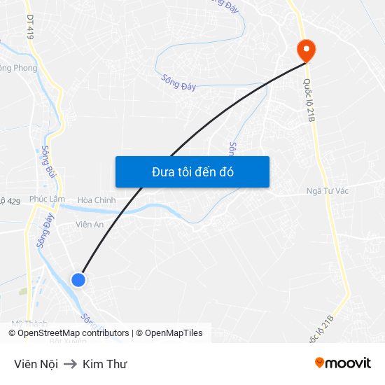 Viên Nội to Kim Thư map