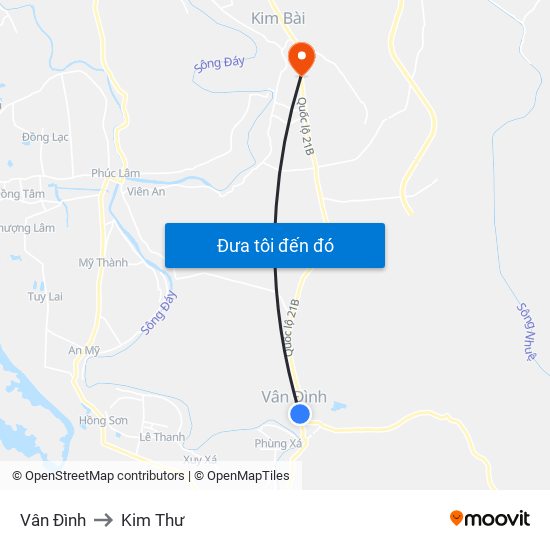 Vân Đình to Kim Thư map