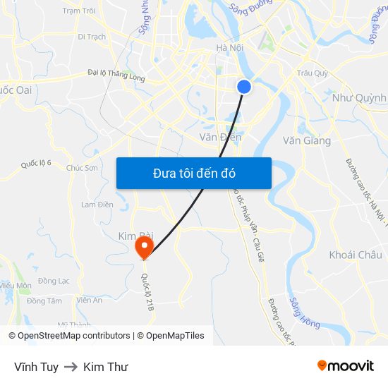 Vĩnh Tuy to Kim Thư map