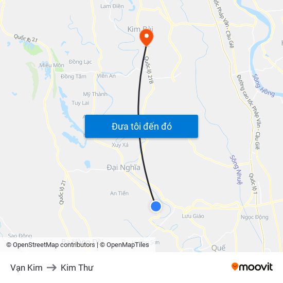 Vạn Kim to Kim Thư map
