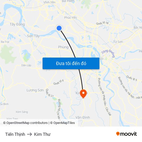 Tiến Thịnh to Kim Thư map