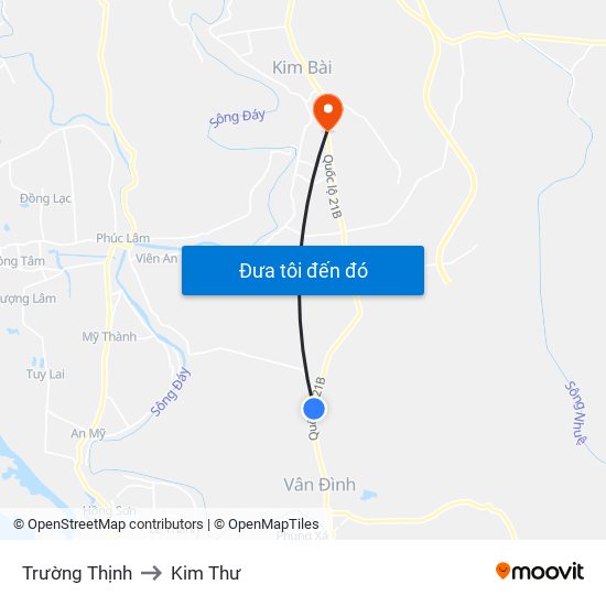 Trường Thịnh to Kim Thư map