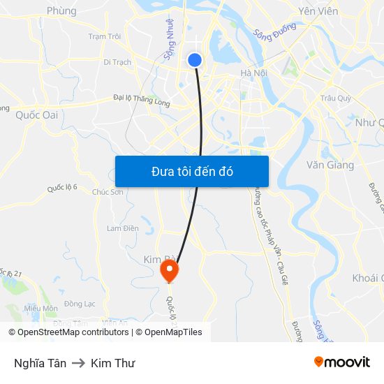 Nghĩa Tân to Kim Thư map