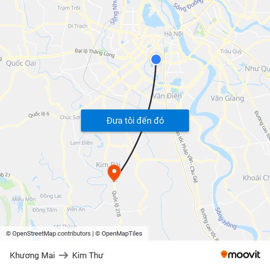 Khương Mai to Kim Thư map