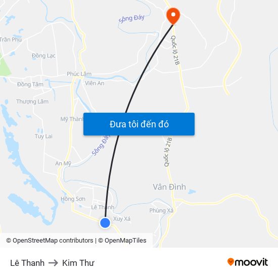 Lê Thanh to Kim Thư map