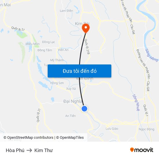 Hòa Phú to Kim Thư map