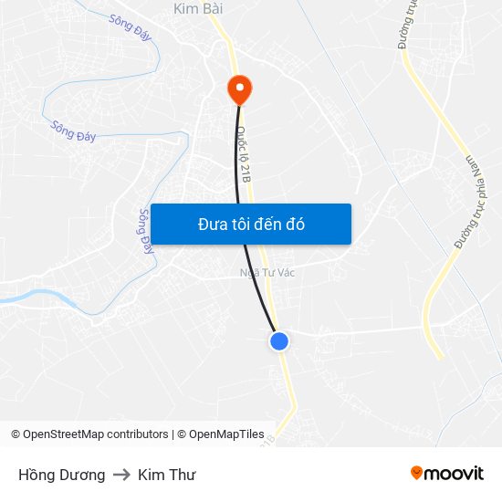 Hồng Dương to Kim Thư map