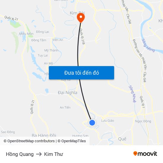 Hồng Quang to Kim Thư map