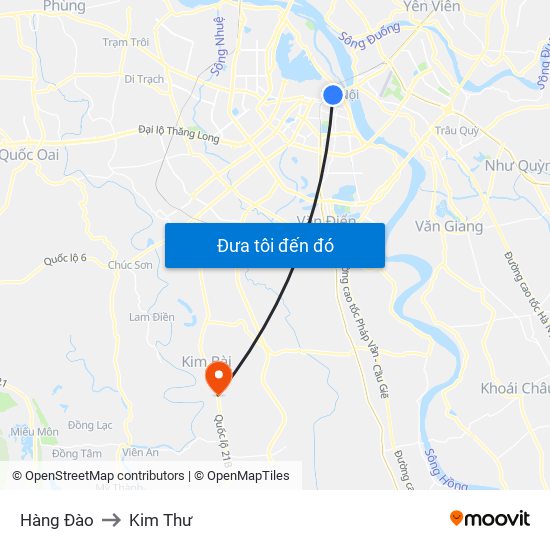 Hàng Đào to Kim Thư map